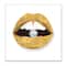 Stupell Industries Shine On Sentiment Gold Lips Glam Diamond Bite,12" x 12"